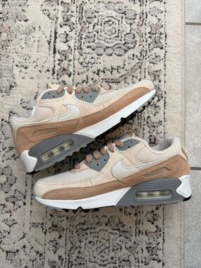 NIKE Air Max 90 Premium Suede and Canvas Sneakers in Hemp Sand Drift